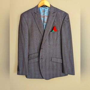 English Laundry Plaid Wool Blazer Jacket Size 46R